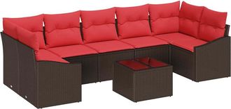 vidaXL Juego De Sof&aacute; 8 Uds. 7-n&uacute;mero De Plazas Marr&oacute;n Y Rojo Vidaxl