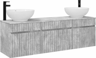 vidaXL Juego De Muebles De Ba&ntilde;o 3 Uds. Gris Hormig&oacute;n Vidaxl