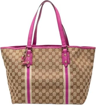 Gucci Pre-owned Tote Bags, female, Beige, Size: ONE SIZE Pre-owned Canvas Tote