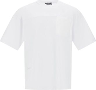 Herno Boxy-Fit White Jersey T-Shirt With Ribbed Crew Neck And Pocket Details