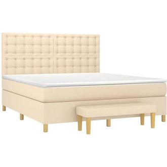 vidaXL Vidaxl - Cama Box Spring Con Colch&oacute;n Tela Color Crema 180x200 Cm