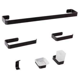 Beliani Beliani - Conjunto De 6 Accesorios De Ba&ntilde;o De Aluminio Y Vidrio Con Acabado Mate Estilo Moderno Negro Zorritos