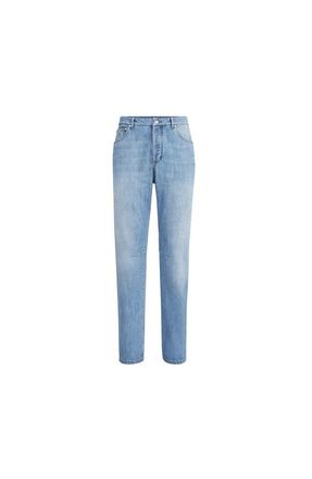 Brunello Cucinelli Lightweight denim five-pocket trousers in Light Blue Denim at Nordstrom, Size 56 It