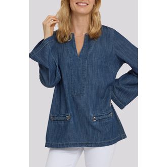 NYDJ Cotton Denim Tunic in Medium Indigo at Nordstrom, Size Xx-Small
