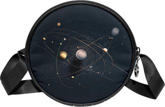 Generic Circle Crossbody Bag for Women, Complex Galaxy Small Sling Bag Daypack with Zipper Adjustable Shoulder Straps Casual Ladies Girls Round Purse