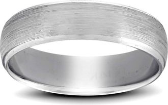 Pompeii3 Platinum Wedding Band Mens Brushed Beveled Ring 6mm Polished Edges Size Selectable