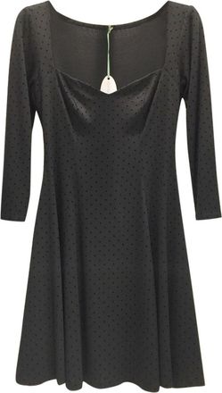 Bespoke French Couture Jersey & Velvet Dot Sweetheart Dress Size S