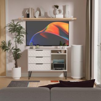 Lewis's Harlequin 3 Drawer TV Unit in Kashmir Matt - Ready Assembled - Lewiss Home | TJ Hughes