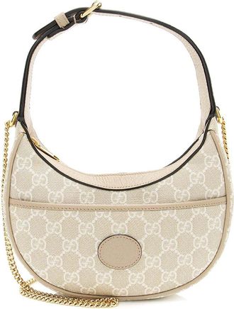 Gucci Beige Gg Supreme Canvas Half Moon Mini Bag (Authentic Pre-Loved)