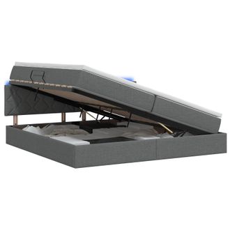 vidaXL Cama De Almacenamiento Led Con Colch&oacute;n Gris Oscuro 200 X 200 Cm Vidaxl
