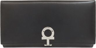 Ferragamo Black Leather Long Wallet (Tri-Fold) (Pre-Owned)