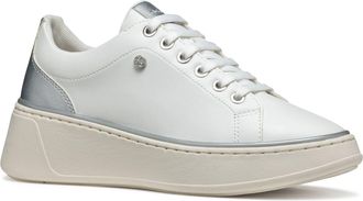 Geox D SUNNETTY Synthetisch Polyurethaan Dames Witte/Zilveren Sneakers