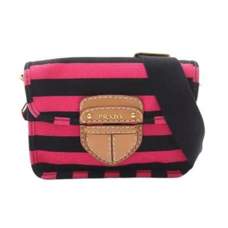 Prada Pre-owned Canapa Righe Schoudertas - Dames - Pre-owned - Veelkleurig - Maat: ONE Size Leer