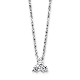 Diamond2Deal 14K Gold 1/4 Ct Lab Grown Diamond 3 Stone Pendant Necklace 18