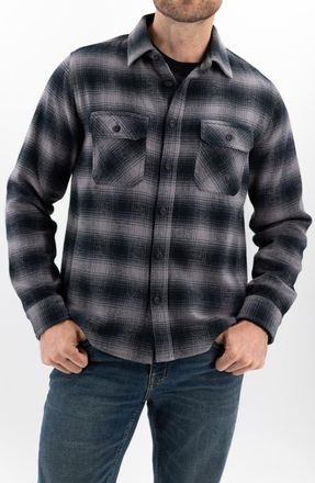 DEVIL-DOG Dungarees Plaid Cotton Flannel CPO Shirt Jacket in Charcoal at Nordstrom, Size Xx-Large