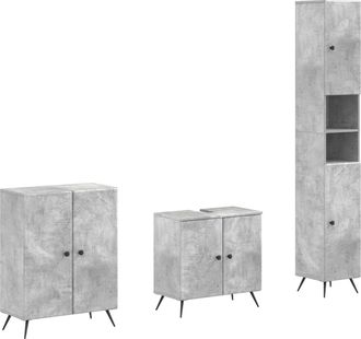 vidaXL Juego De Armarios De Ba&ntilde;o De 3 Piezas Breda Gris Hormig&oacute;n Vidaxl