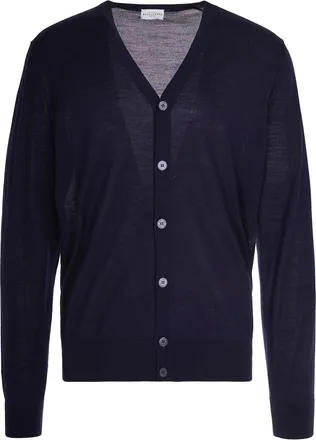 Ballantyne V-Neck Ribbed Wool Cardigan
