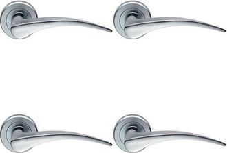 Loops 4x PAIR Arched Tapered Handle on Round Rose Concealed Fix Satin Chrome