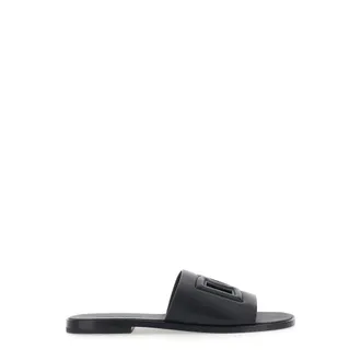 Dolce & Gabbana Sliders, male, Black, Size: 11 US DG Cutout Pelle