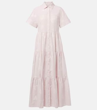 Erdem Embroidered tiered cotton shirt dress