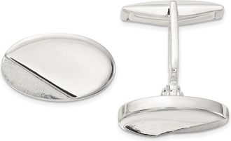Diamond2Deal Sterling Silver Polished and Textured Oval Cuff Links