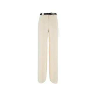 Max Mara Broeken, Dames, Beige, XS, Leer, Cady Broeken