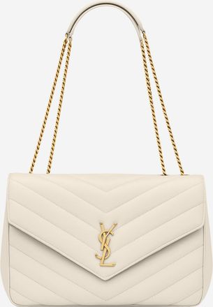 Saint Laurent Womens Quilted Lamb Leather Bag White Shoulder