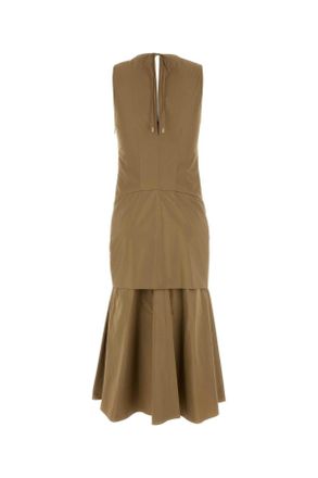 Loewe Womens Camel Poplin Dress Beige Exterior: Cotton Abiti
