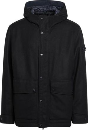 Stone Island Giubbotto - Heren - Winterjassen - Zwart - L - Wol - Jassen