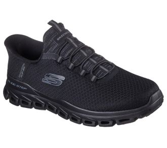 Skechers Mens Glide-Step Noxus Sneaker, Black Mesh/Pu, 7.5 UK