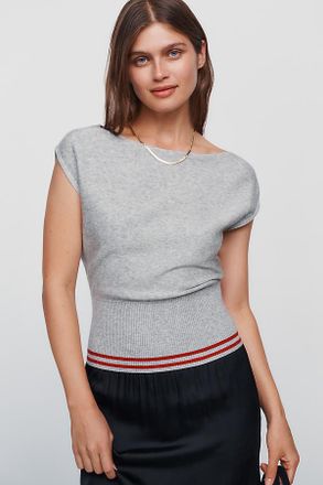 Maeve Cotton Wool Short Sleeve Banded Sweater