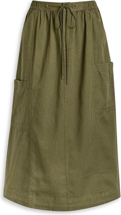 Damson Madder Vika Cotton Midi Cargo Skirt - Olive - 16 (UK16 / XL)