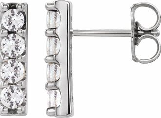 Diamond2Deal 14K Gold 1/2ct Lab-Grown Diamond Bar Stud Earrings Clarity SI, Color G-H