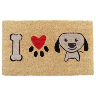 Imports Decor I Love Puppy Coir Door Mat, Cute Dog Coconut Fiber Doormat with Non-Slip PVC Backing, Indoor Outdoor Pet Lover Entrance Rug