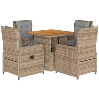vidaXL Set Comedor De Jard&iacute;n 5 Pzas Con Cojines Rat&aacute;n Sint&eacute;tico Beige Vidaxl
