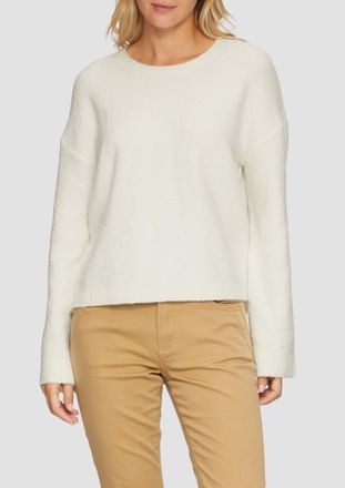 s.Oliver Strickpullover S.OLIVER, Damen, Gr. 36, weiss (wei&szlig;), Strick, Obermaterial: 66% Baumwolle, 32% Polyester, 2% Elasthan, unifarben, relaxed fit taillenb