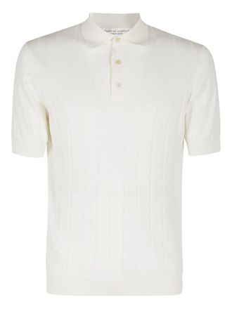 FILIPPO DE LAURENTIIS wide-ribbed short-sleeve polo shirt - men - Cotton - 48 - White