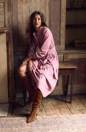 Boden Cecily Long Sleeve Corduroy Midi Dress in Pink Haze at Nordstrom Rack, Size 10