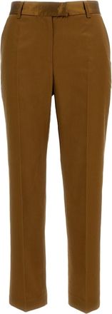 Alberto Biani Brown Silk-Blend Straight-Leg Cropped Pants