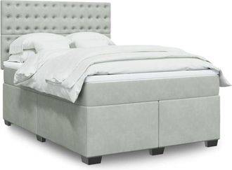 vidaXL Vidaxl - Cama Box Spring Con Colch&oacute;n Terciopelo Gris Claro 140x190 Cm