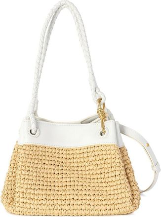 Tiffany & Fred Leather & Raffia Drawstring Shoulder Bag