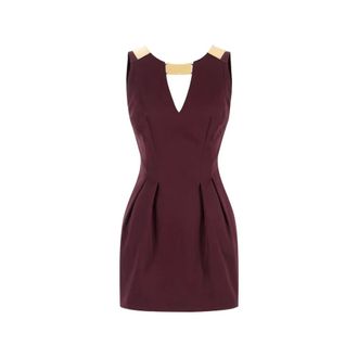 Elisabetta Franchi Short Dresses, female, Brown, Size: 2XS Mini Dress in Gabardine Fabric with Jewel Detail