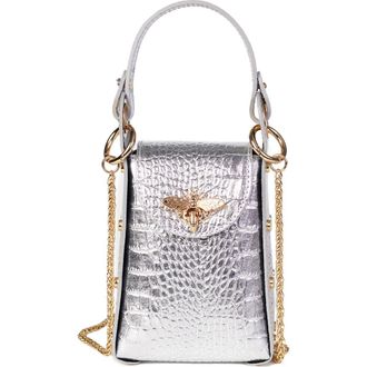 Persaman New York Anette Croc-Embossed Leather Crossbody Bag in Platinum at Nordstrom Rack