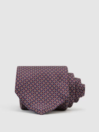 Reiss Burgundy Silk Twill Micro Diamond-print Tie