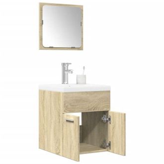 vidaXL Set De Muebles De Ba&ntilde;o 3 Pzas Madera Contrachapada Roble Sonoma Vidaxl