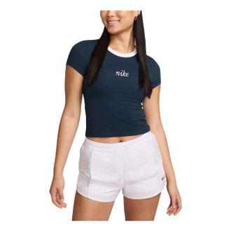 Nike (WMNS) Nike Sportswear Chill Knit Crop T-shirt Asia Sizing Navy White HF8820-478