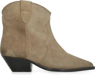 Isabel Marant Womens Suede Pointed Ankle Boots Turtledove Calfskin