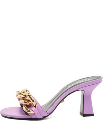 Versace Medusa chain leather sandals - Purple