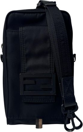 Fendi Black Nylon Leather Pouch Shoulder Bag (Pre-Owned)