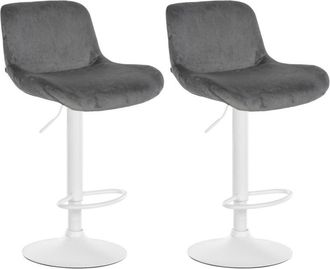 Clp Lote De 2 Taburetes De Bar Solon Blanco Gris Oscuro Terciopelo